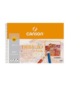 BLOC DIBUJO CANSON BASIK ESPIRAL SIN RECUADRO A3 150G 20H