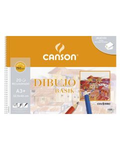 BLOC DIBUJO CANSON BASIK ESPIRAL CON RECUADRO A3 150G 20H