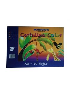 BLOC CARTULINA MARGOK COLORES A3 180G 10H PAQUETE 10UD