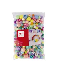 CUENTAS DE PLASTICO APLI 10-25MM SURTIDAS BOLSA 300UD