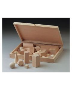 Imagen de cuerpos geométricos Faibo 15 solidos de madera. A la venta en Novedades Marlu.