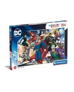 PUZZLE 104P CLEMENTONI SUPERCOLOR DC COMICS LIGA DE LA JUSTICIA 2 +6 AÑOS